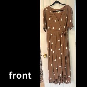 Maeve by Anthropologie Brown High Low Wrap Sundress [womens 16]